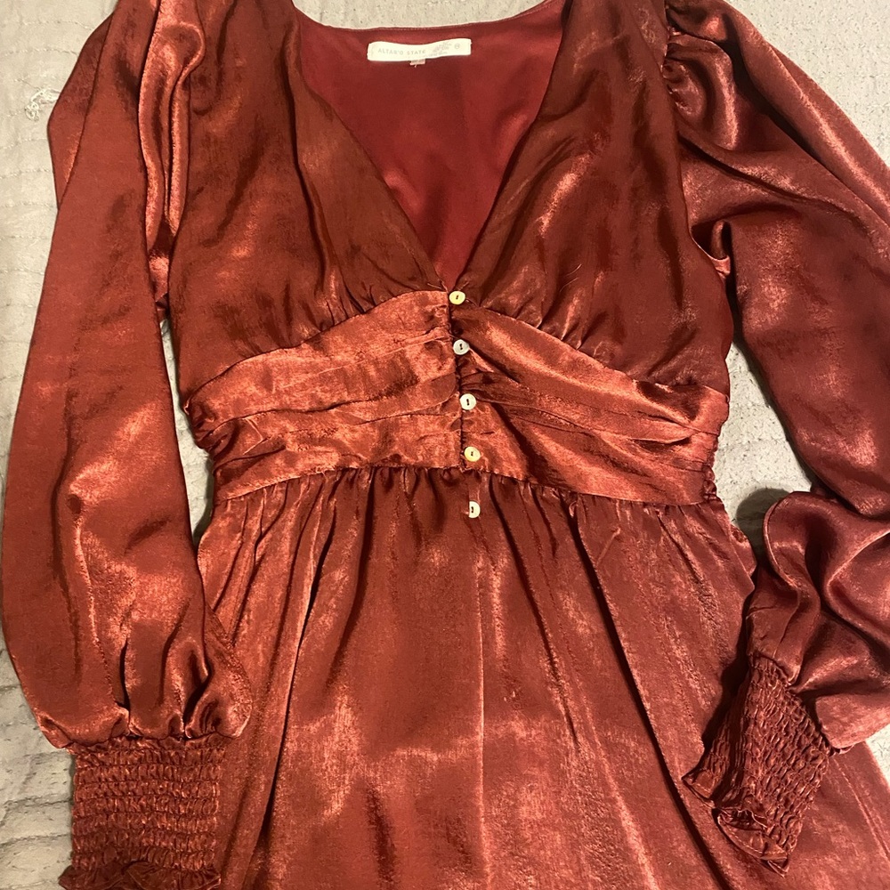 Altrd state maroon satin maxi dress